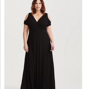 Black Jersey Cold Shoulder Maxi Dress
